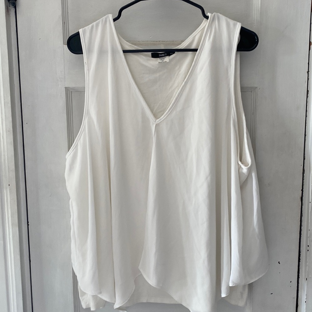 ING white two layer blousy tank 3x